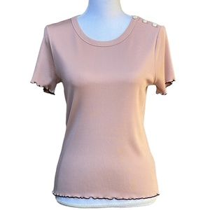 Rag & Bone Ribbed Knit Lettuce Hem Short Sleeve Top Women’s Large